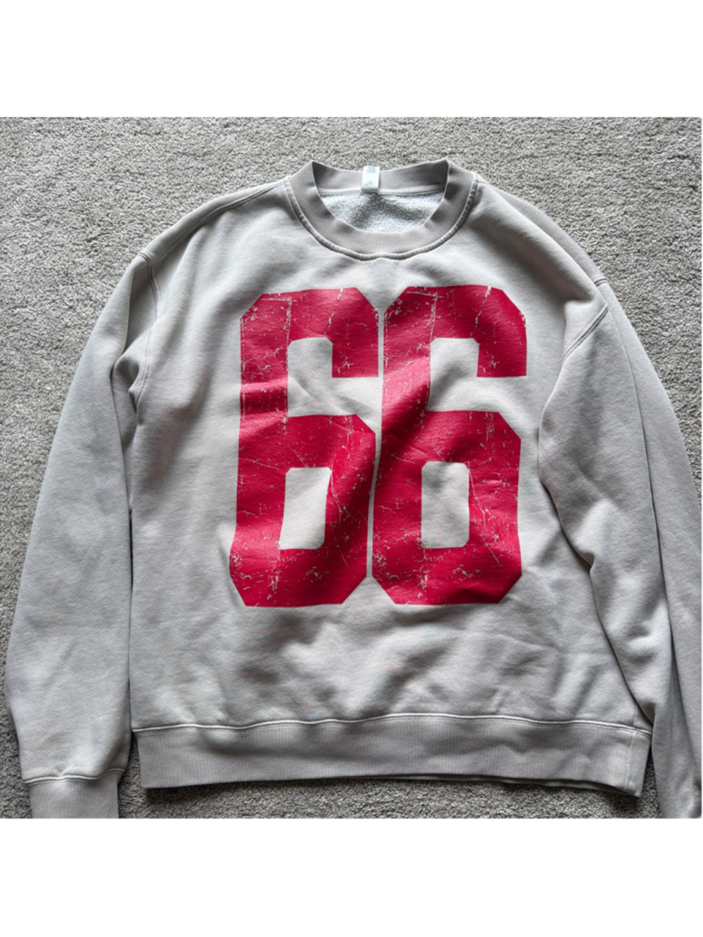 Women's AS Colour Beige Sweatshirt with Red 66 Graphic, Size L